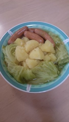コンソメスープで煮る