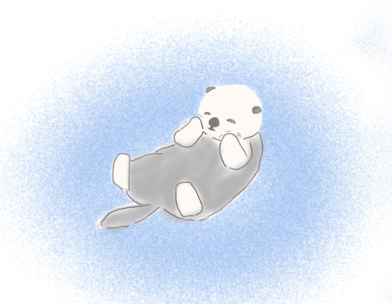 ほっぺを触るラッコ